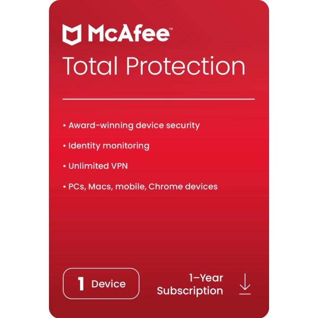 Chiave McAfee Total Protection 2024 (1 anno / 1 dispositivo)