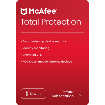 Chiave McAfee Total Protection 2024 (1 anno / 1 dispositivo)