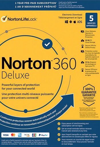 Norton 360 Deluxe 2023 EU Key (1 anno / 5 dispositivi) + 50 GB di archiviazione cloud