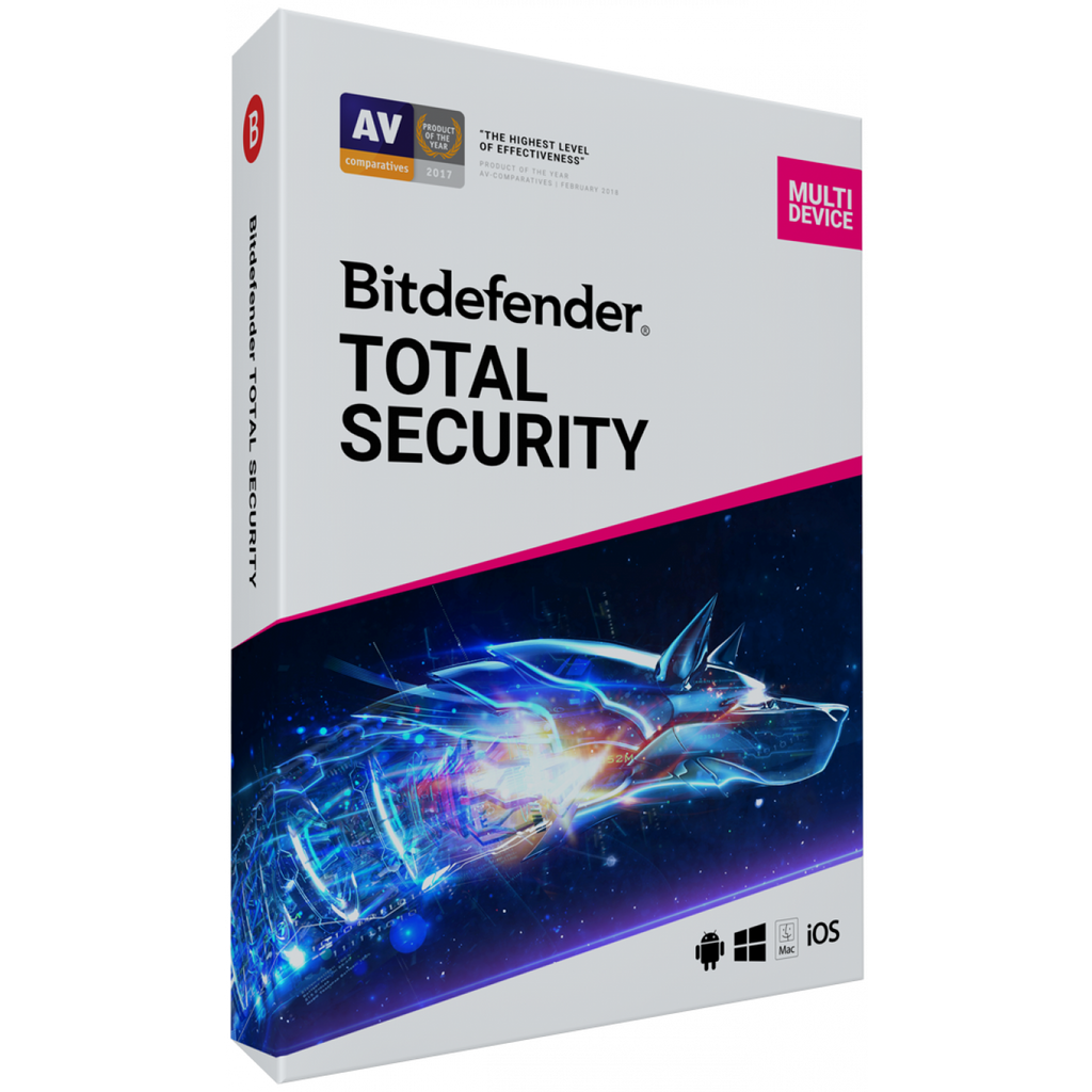 Bitdefender Total Security 2020 - Chiave 2019 - 5 dispositivi, 90 giorni - RoyalKey